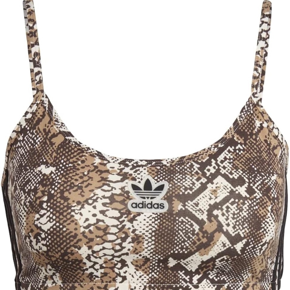 Adidas Brown and Cream Patterned Sports Bra